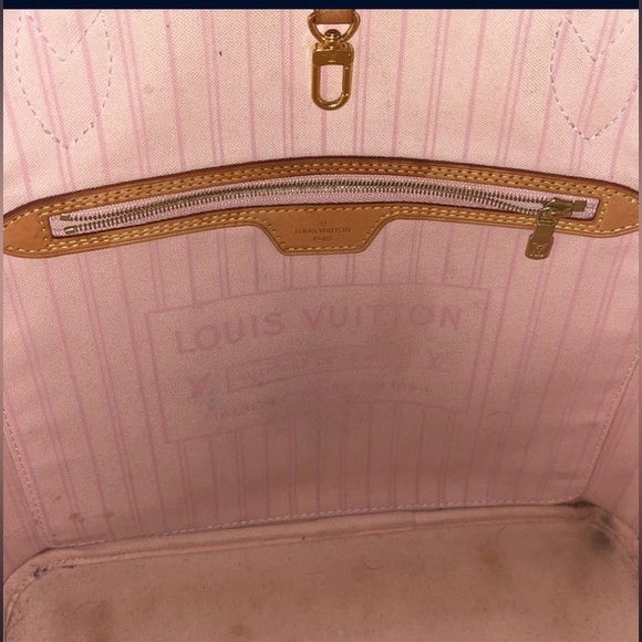 Louis Vuitton Neverfull MM White W/P Damier Azur Canvas Shoulder Bag - Picture 6 of 8